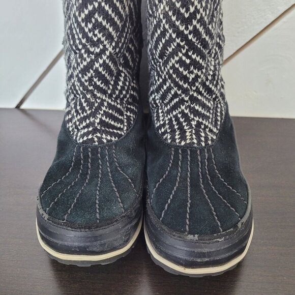 Sorel Youth Boy's Suede Winter Boots Size 4 Faux Fur Lined Check Pattern JPT - Picture 5 of 10